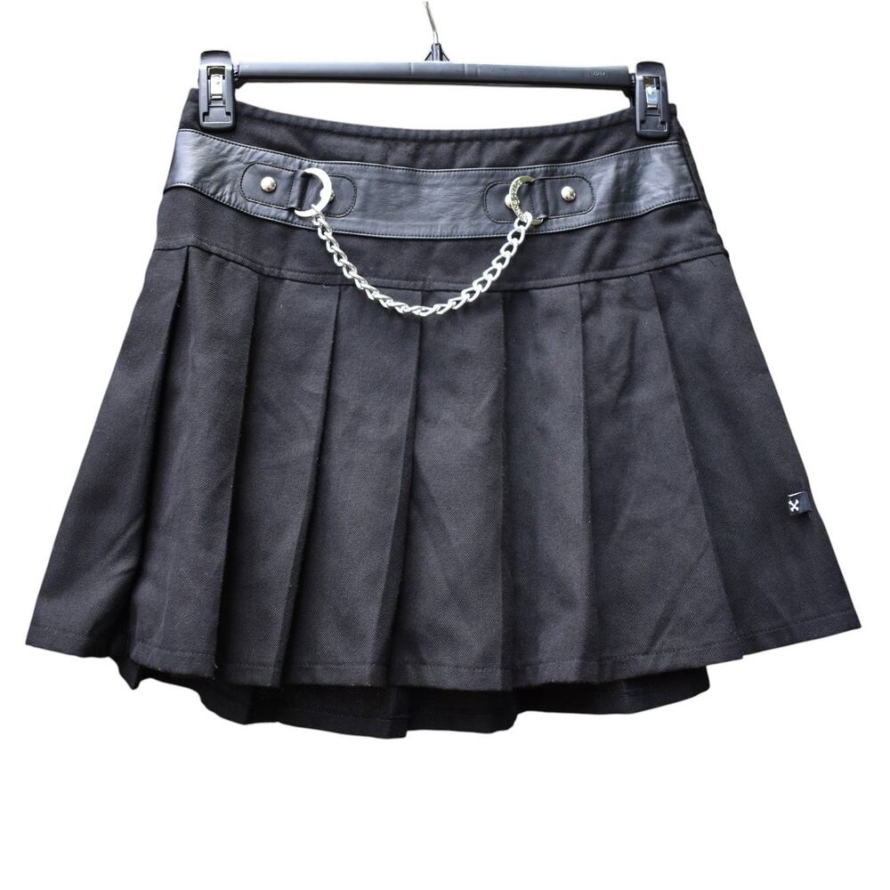 ROYAL BONES Daang Goodman Black Pleated Schoolgirl Mini Skirt Goth Y2K Tripp
